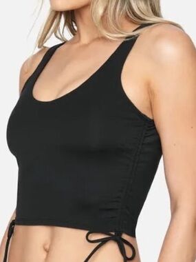 Hurley XSmall Top Bikini Max Solid Crop Tank in Black NWT